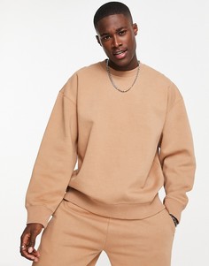 Светло-бежевый oversized-свитшот от комплекта Topman-Коричневый цвет