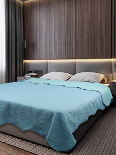 Покрывало Amore Mio Термостежка однотонная Aquamarine Микрофибра 1,5 сп. Бирюзовый