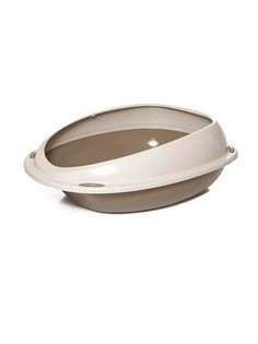 Лоток для кошек Georplast Shuttle пластиковый овальный с бортиком, цвет коричневый, 45 см