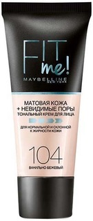 Тональный крем MAYBELLINE, Матовая кожа + невидимые поры, тон 104 Ванильно-бежевый