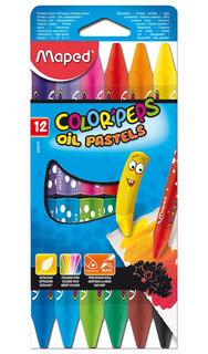 Маслянная пастель Maped Colorpeps Oil Pastel 12 цветов трехгранные картонная коробка