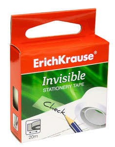 Клейкая лента ErichKrause Invisible, 12ммх20м (в коробке по 1 шт.)