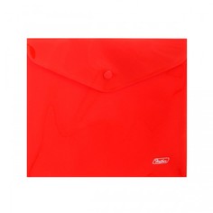 Папка-конверт на кнопке, А5, 180 мкм, красная Hatber