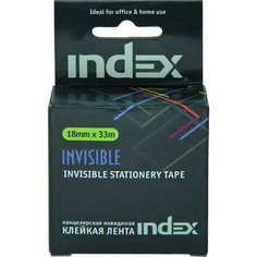 Клейкая лента канцелярская «Invisible», индивидуальный цветной короб с подвесом Index