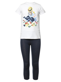 Комплект для девочки: футболка и капри, цвет белый, размер 104 M&D
