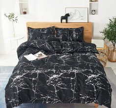 Постельное белье Grazia-Textile 2-СПАЛЬНЫЙ Black Marble, Сатин, наволочки 50x70
