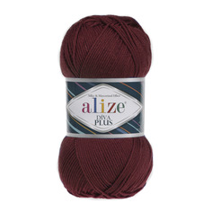 Пряжа Alize "Diva Plus", 220 метров, 5 мотков по 100 грамм, цвет: 57 бордовый