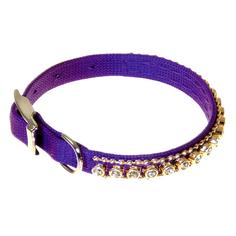 VIPet Ошейник со стразами Мини (малый), фиолетовый, 10 мм x 17-22 см Zoo One