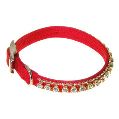VIPet Ошейник со стразами Мини (малый), красный, 10 мм x 17-22 см Zoo One