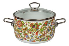 Кастрюля СТАЛЬЭМАЛЬ луговые цветы 3л