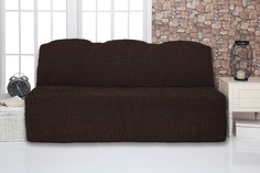 Чехол на трехместный диван без подлокотников и оборки Venera, тёмно-коричневый