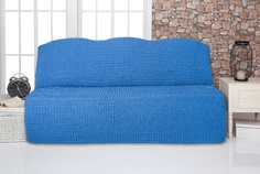 Чехол на трехместный диван без подлокотников и оборки Venera, голубой
