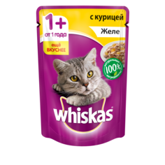 Влажный корм для кошек Whiskas желе с курицей, 85г