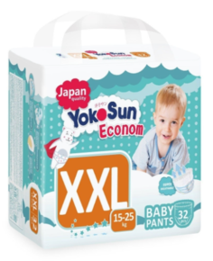 Подгузники-Трусики YokoSun ECONOM XXL (15-25 кг) 4x32 шт (128 шт)