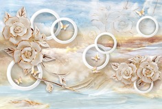 Фотообои 3D Divino Decor "Цветы на мраморе 400х270"