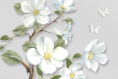 Фотообои Divino Decor "Белые цветы на ветке 400х270"