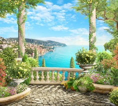 Фотообои флизелиновые Divino Decor "Балкон в зелени 300х270"
