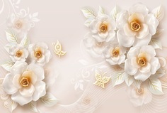 Фотообои Divino Decor "Цветы с бабочками 400х270"