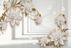 Фотообои 3D Divino Decor "Винтажные цветы в тоннеле 400х270"