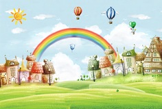 Фотообои детские "Радуга над городом 400х270" Divino Décor