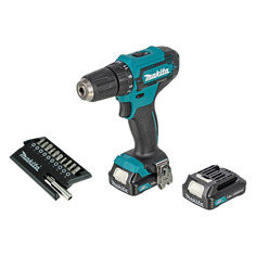 Дрель-шуруповерт MAKITA DF333DWYE + набор бит D-30651-12, 1.5Ач, с двумя аккумуляторами