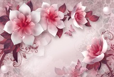 Фотообои 3D Divino Decor "Розовые керамические цветы 400х270"