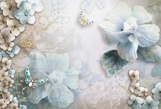 Фотообои 3D Divino Decor "Голубые цветы 400х270"