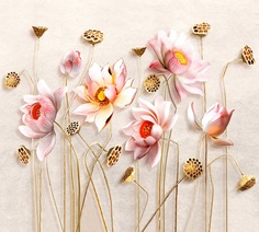 Фотообои Divino Decor "Цветы на золотом стебле 300х270"