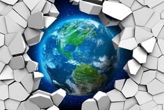 Фотообои 3D Divino Decor "Земля сквозь стену 400х270"
