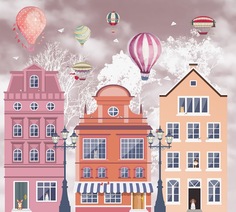 Фотообои Divino Decor детские "Животные в домиках 300х270"