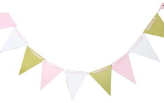 Гирлянда Пати Бум праздничная Флажки white/pink/gold 300см 6058838 Патибум
