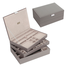 Трехэтажная шкатулка для хранения украшений серого цвета, Stackers LC Designs 73125