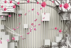 Фотообои 3D Divino Decor "Дерево с розами 400х270"