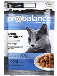 Влажный корм для кошек ProBalance Sterilized, с курицей, 85г