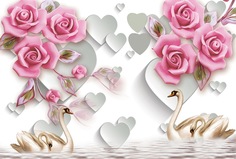 Фотообои 3D Divino Decor Бумажные сердца 400х270