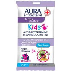 Влажные салфетки Aura antibacterial, детские 3+, 20 шт.