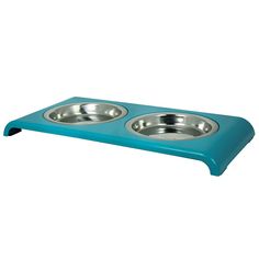 Миска для животных FOXIE Cat Saucer Diner двойная металлическая, 2x175мл бирюзовая