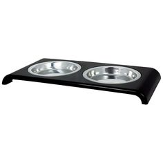 Миска для животных FOXIE Cat Saucer Diner двойная металлическая, 2x175мл черный