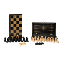 Нарды, шахматы, шашки Фабрика Игрушки дорожные черные, золото Объедовские Классика 491-21