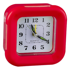 Perfeo Quartz часы-будильник "PF-TC-003", квадратные 9,5x9,5 см, подсветка, красные