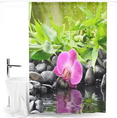 Шторка для ванной "Сирень" "Загадочная орхидея"; 145х180