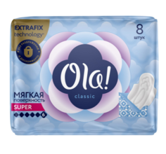 Прокладки Ola! Classic Wings Singles Super Мягкая поверхность 8 шт