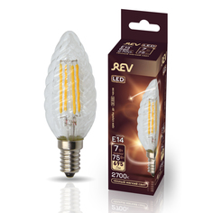 Лампа светодиодная REV FILAMENT свеча витая TC37 E14 7W, 2700K, DECO Premium, теплый свет