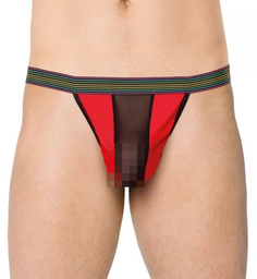 Стринги мужские со вставкой из сетки SoftLine Collection, красный, OS черный, красный S/L