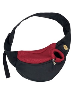 Сумка-слинг для переноски кошек и собак Melenni 9x33x19см черный, красный