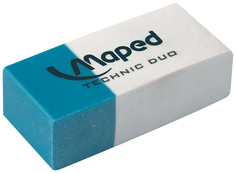 Ластик MAPED Франция Technic Duo, 39х17,6х12,1 мм, бело-синий, прямоугольный, 511710