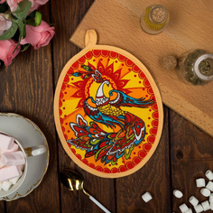 Прихватка ЭТЕЛЬ "Доляна" Жар-птица 17 см, 100% хлопок, рогожка 162 г/м2