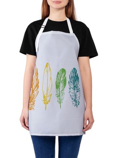 Фартук женский JoyArty для готовки "Радуга из перьев", универсальный размер