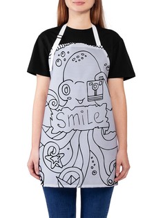 Фартук женский JoyArty для готовки "Осьминог фотограф", универсальный размер