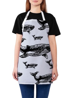 Фартук женский JoyArty для готовки "Стая китов", универсальный размер